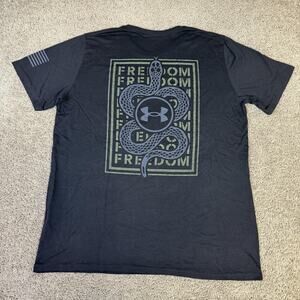 Under Armour Shirt Mens XL Black Freedom Snake Graphic Patriotic Crew Neck